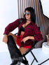 "WORTH IT" 17153 ripped shirt - RED WITH BLACK